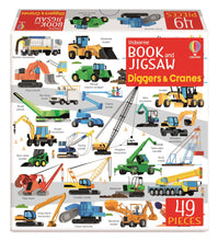 Load image into Gallery viewer, Usborne Book and Jigsaw: Diggers and Cranes